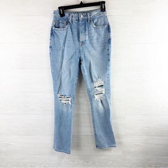 Lovers and Friends Reece High Rise Rigid Destroyed Straight Jeans - Picture 4 of 11